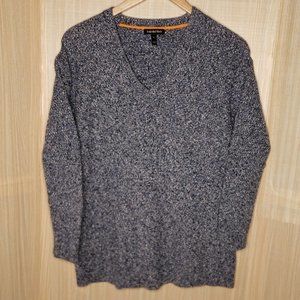 Isabella Oliver Womens Blue White Heathered Crew Neck Sweater Small